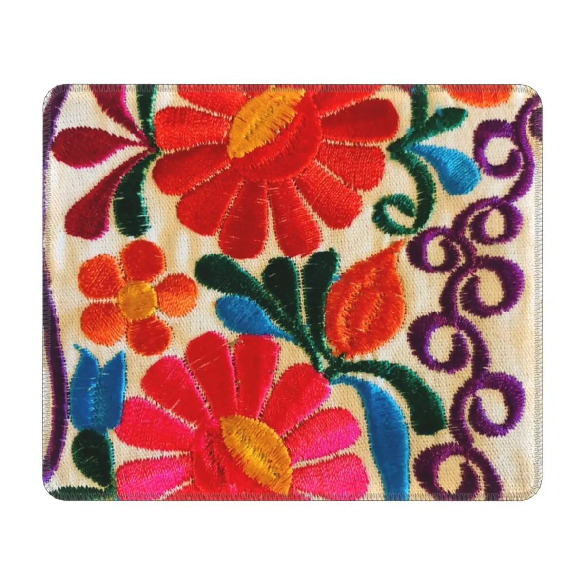 

Коврик для мыши с вышивкой мексиканских цветов, Противоскользящий резиновый Базовый игровой коврик для мыши, аксессуары, текстиль, Цветочн...