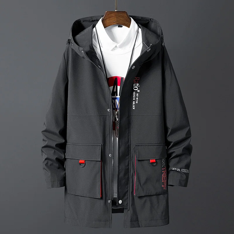 

Тренч, весна-осень, повседневное черное пальто, модная длинная одежда 8XL 2023, Корейская ветровка, мужские зимние куртки большого размера 7XL