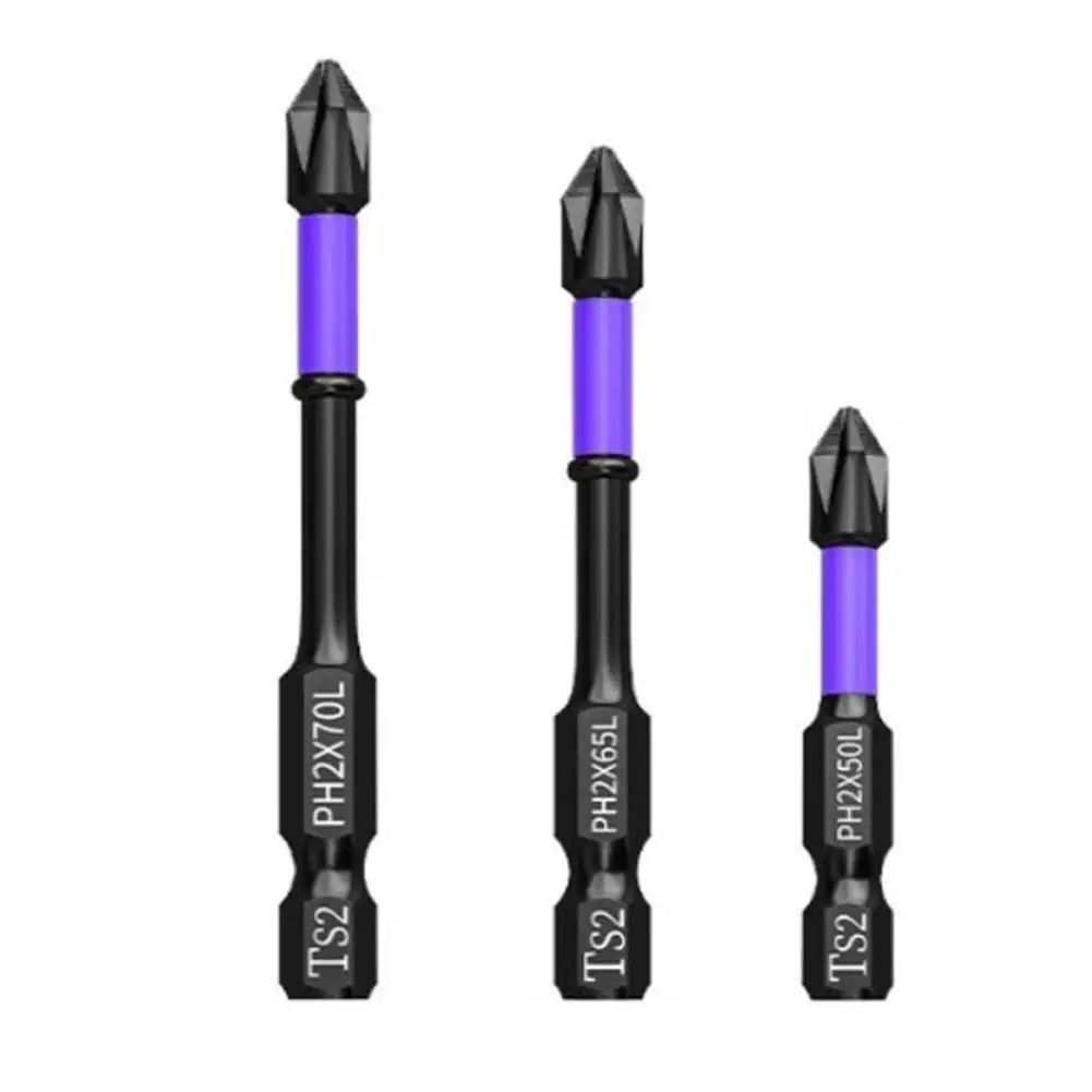 

Cross Screwdriver Batch Head 3PCS 50-70mm Alloy Steel Impact Drill Bit Magnetic Batch Head Non-slip Practiccal