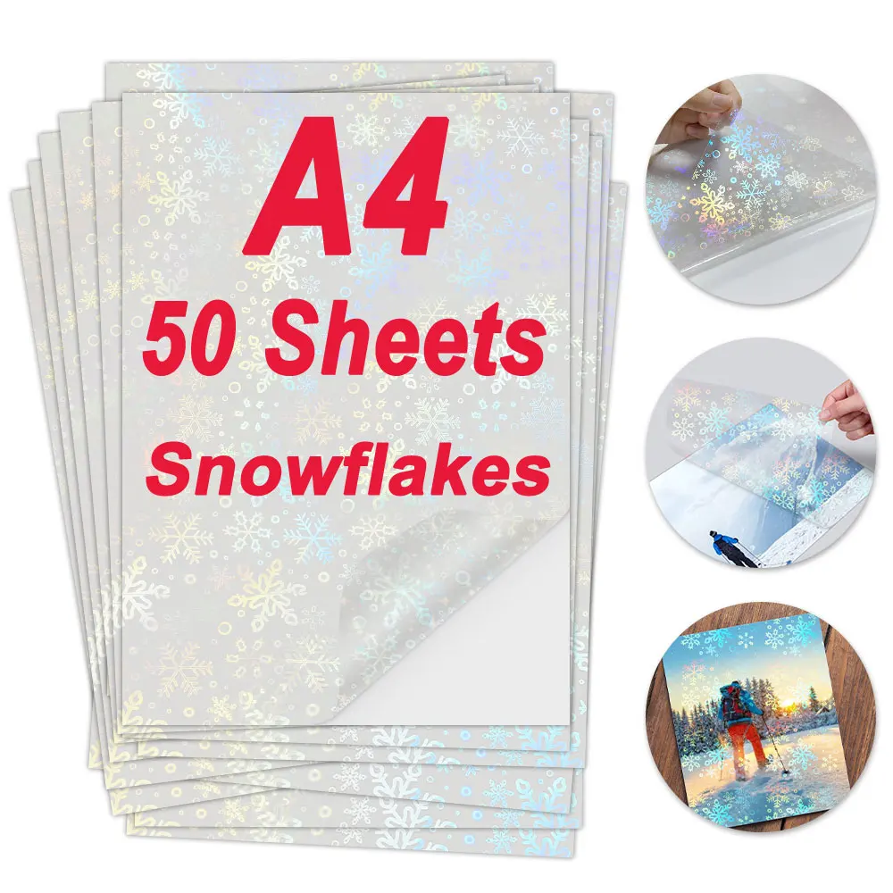 

50 Sheets Holographic Film Cold Laminating Film Top Transparent Stickers Cold Laminate Sticker Sheet DIY Photo Card Stickers