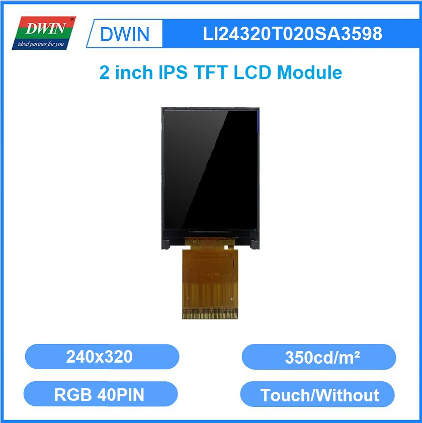 DWIN 2 Inch 240x320 IPS TFT LCD Display ST7789V Driver IC RGB Interface With Capacitive Resistive Touch Screen LI24320T020SA3598