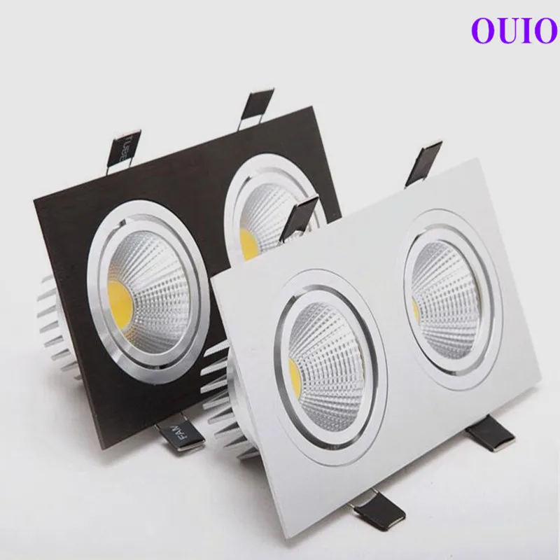 

Double Square Dimmable Recessed COB LED Downlights AC85~265V LED Ceiling Spot Lights 14W18W24W LED Ceiling Lamps Indoor Lighting