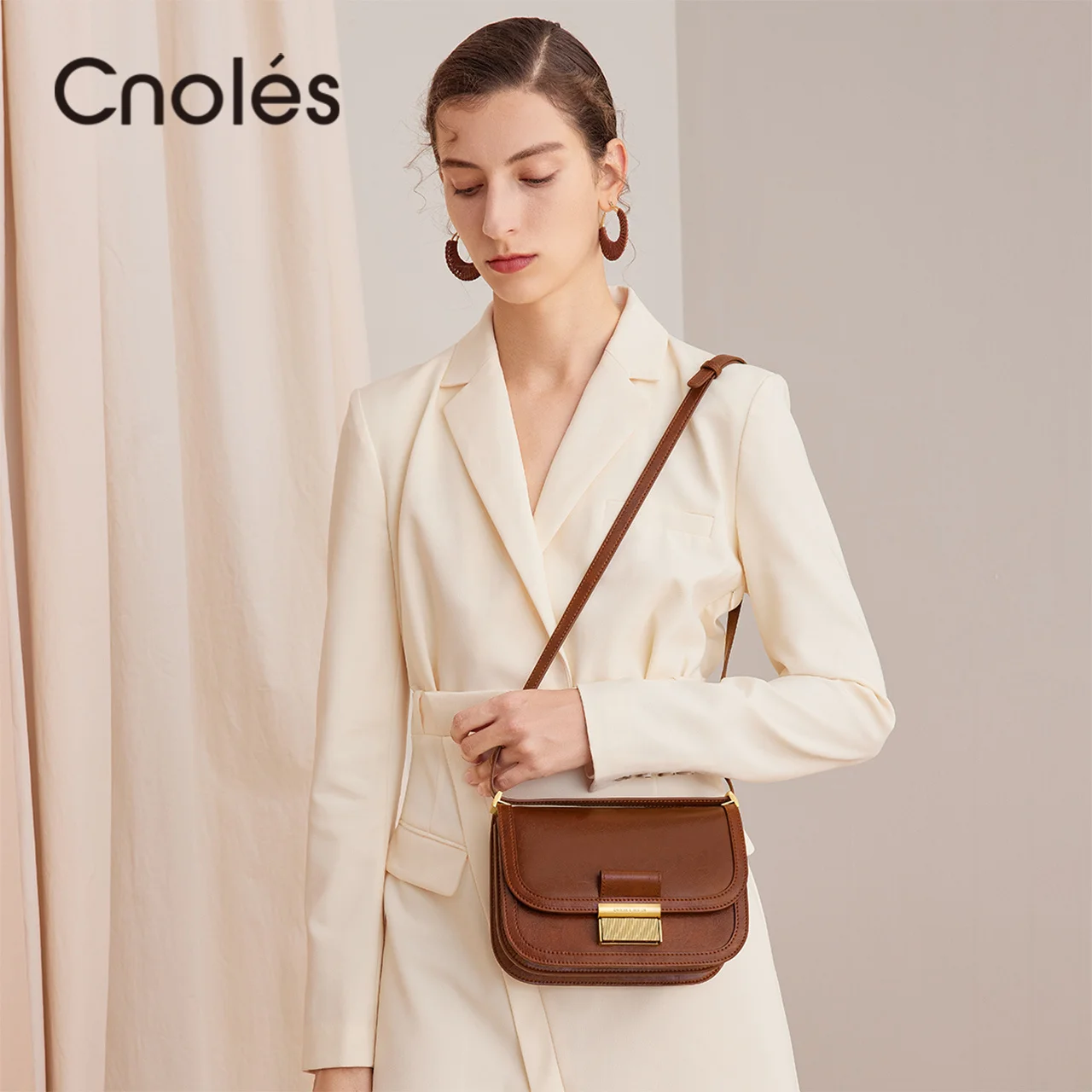 

Cnoles Women Shoulder Bags Leather Luxury Designer New Trend Mini Crossbody Mobile Phone Messenger Bag