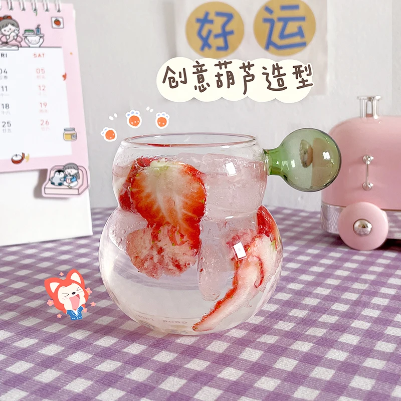 Прозрачная боросиликатная кружка Gass в форме тыквы водное стекло цветные шарики с