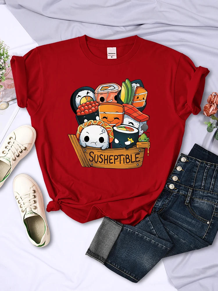 

Kawaii Delicious Food Sushi Babys Print Women's Tshirts Breathable Clothes Fashion Style T shirts Summer Casual Women's T-shirts