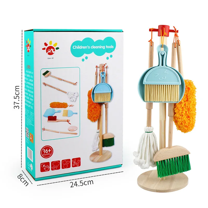 

Kids Ages Cleaning Mop Play Montessori Sweep Set Toy For Set Broom Toddler 6Pcs 3+