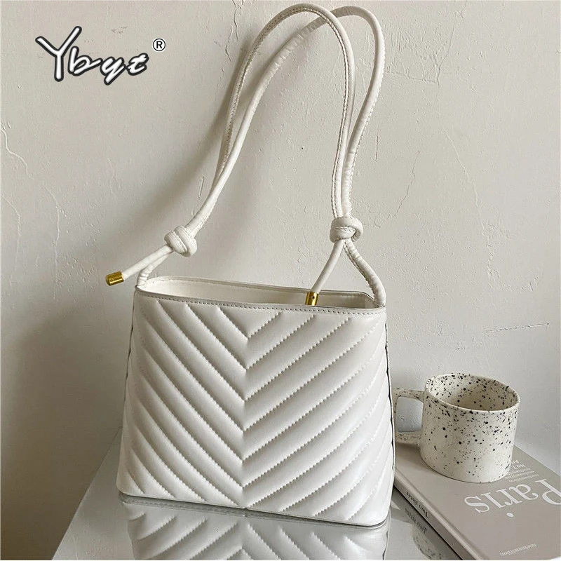 

Ybyt Fashion Brand Women Shoulder Bucket Bags Stripe PU Leather Small Square Messenger Bag Casual Lady Travel Handbag And Purses
