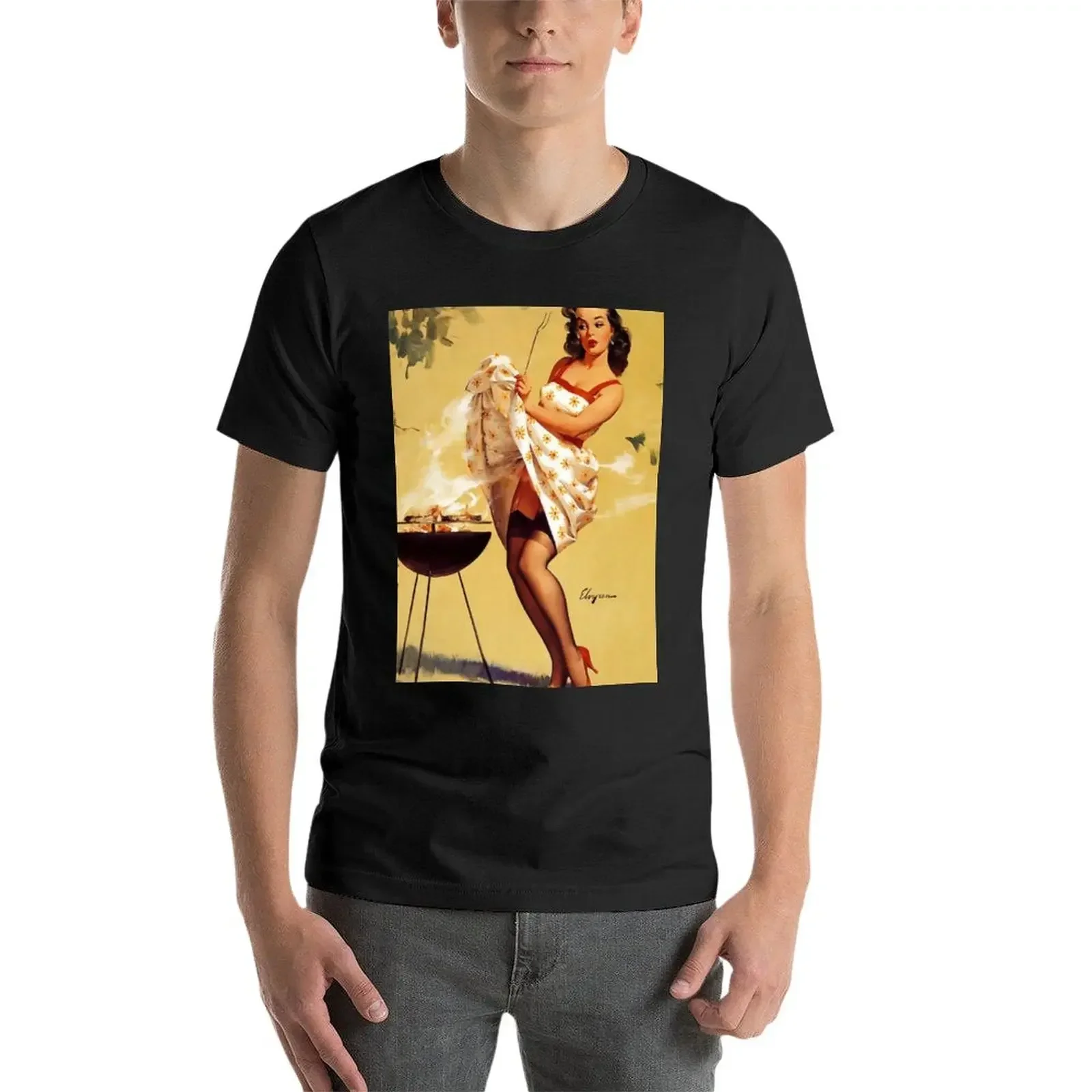 Винтажная футболка с изображением девушки-эльвгрена кавайная одежда большие