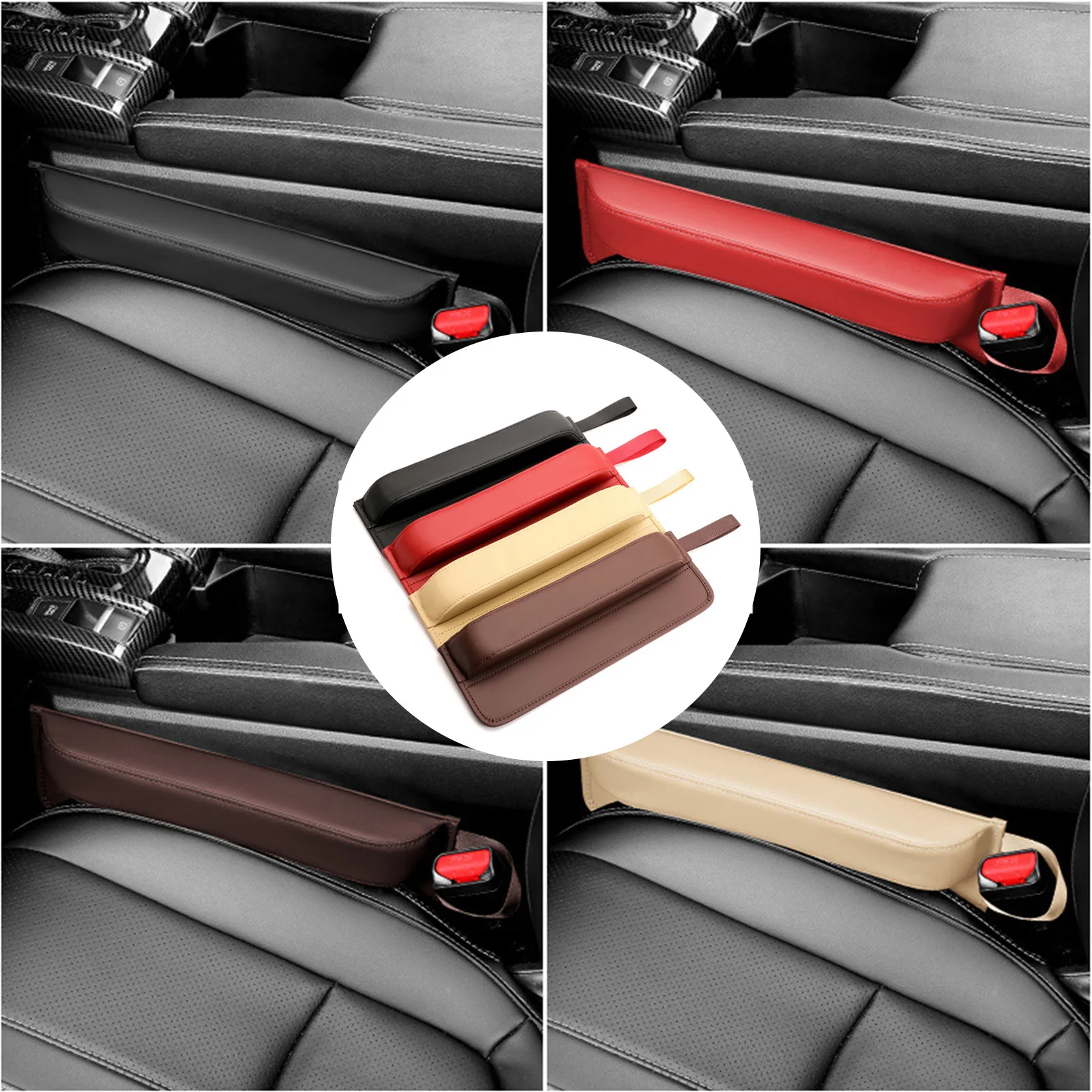 

Leather Seats Gap Filler Car Seats Crevice Filler With Strap Fix On Seats Belt Buckle Useful & Durable Car Accessories For