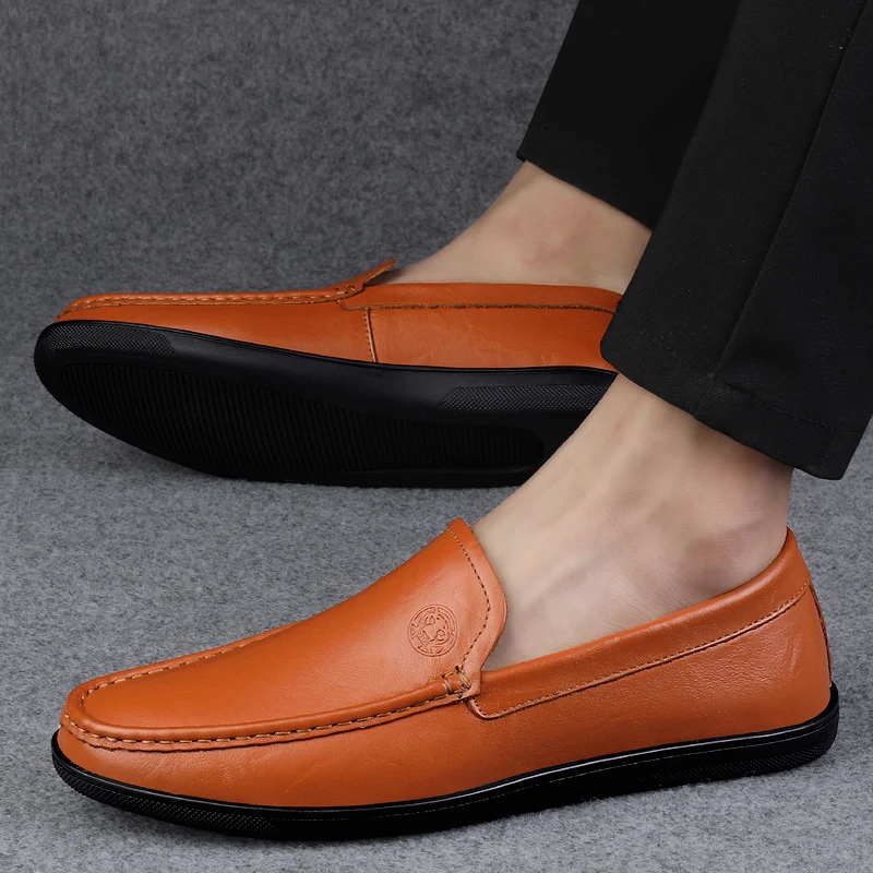 

Patent Leather Men Shoes Luxury Brand 2023 New Casual Slip on Formal Loafers Moccasins Italian Black Male Driving Shoes for Men