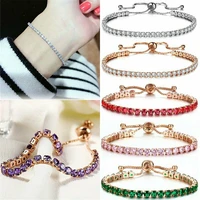 korean color zircon bracelet for women fashion girl party crystal jewelry cheap accessories wholesale birthday anniversary gift