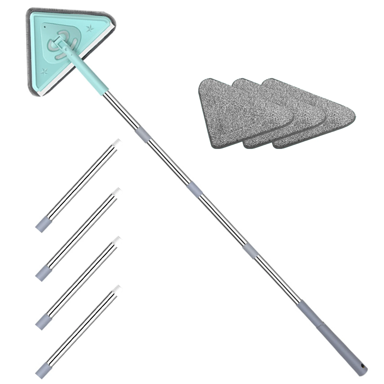 

Triangle Cleaning Mop 360 Degree Rotatable Adjustable Triangle Cleaning Mop Wall Mop With 4 Reusable Microfiber Pad For Tub Tile