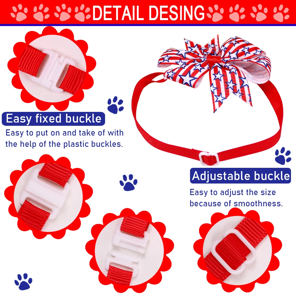 Галстук для собак "50ps Dog Bow Tie For 4th of July Small Cat Puppy Bowties Neckties Dogs American Independence Day Accessories".