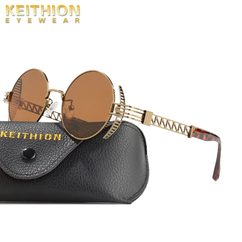 KEITHION-gafas De Sol redondas Steampunk para hombre y mujer, De estilo Vintage lentes De Sol, De lujo, Punk, decorativas