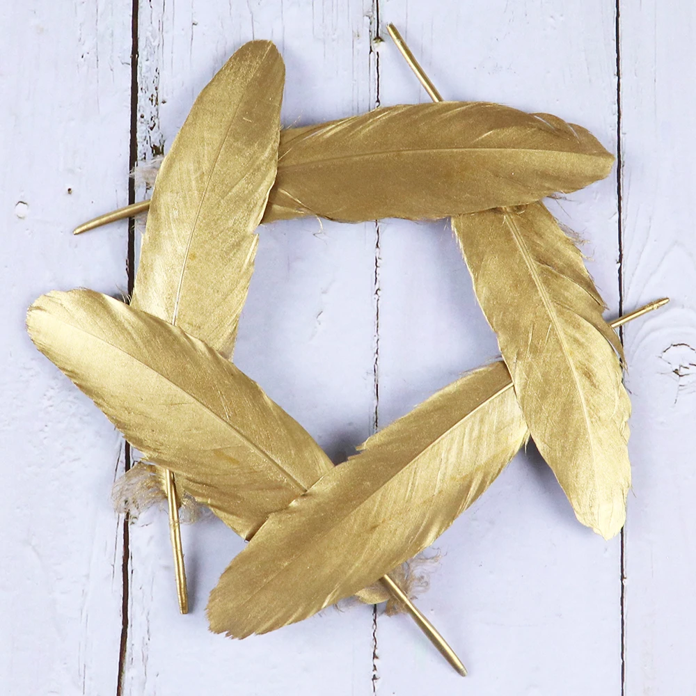 

Natural Goose 10/20pcs Gold Dipped Feather Feathers for Wedding Party Gift Box Cake Decoration Balloon Filler DIY Crafts