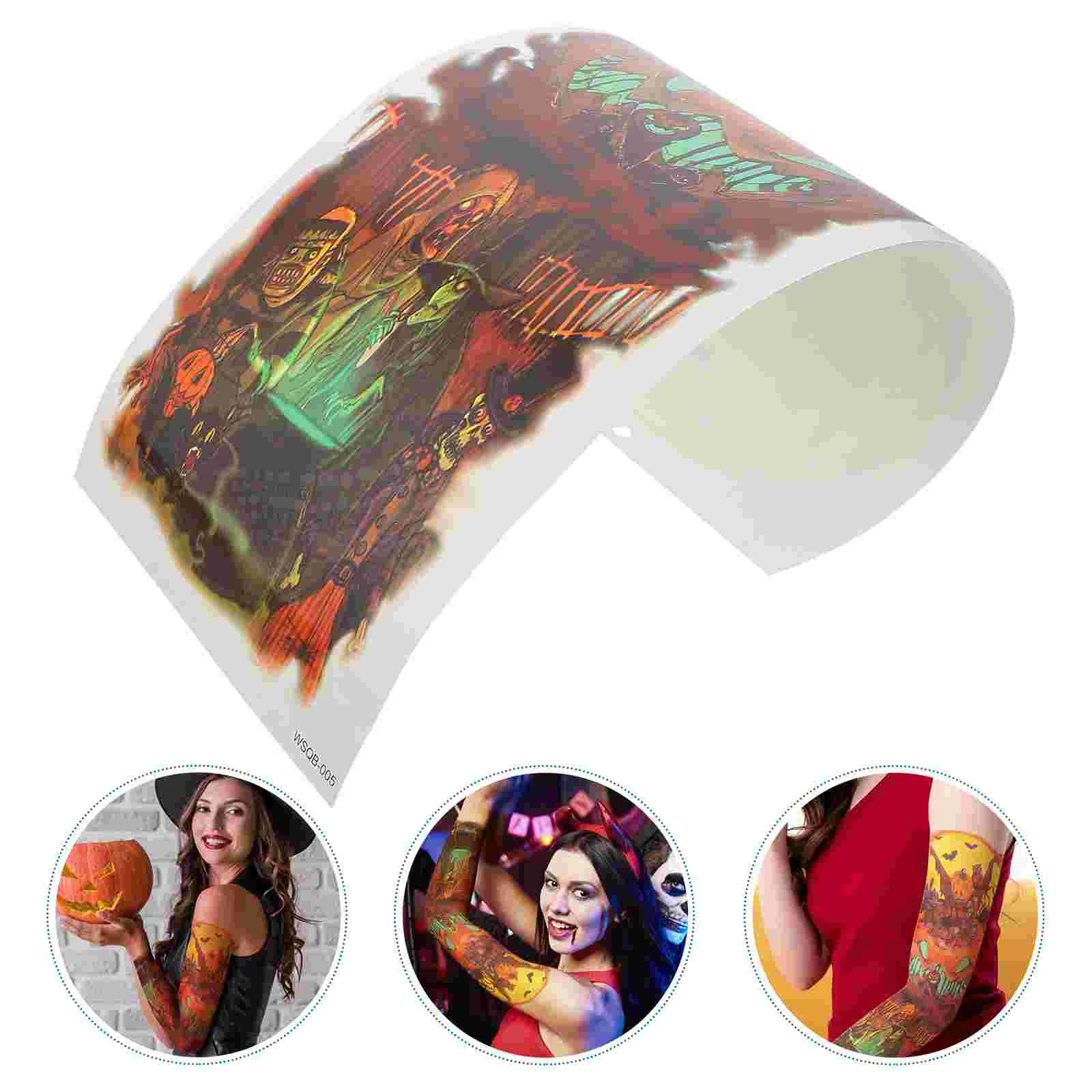 

8pcs Temporary Arm Sticker Full Arm Tattoos Scary Tattoos Pumpkin Tattoos