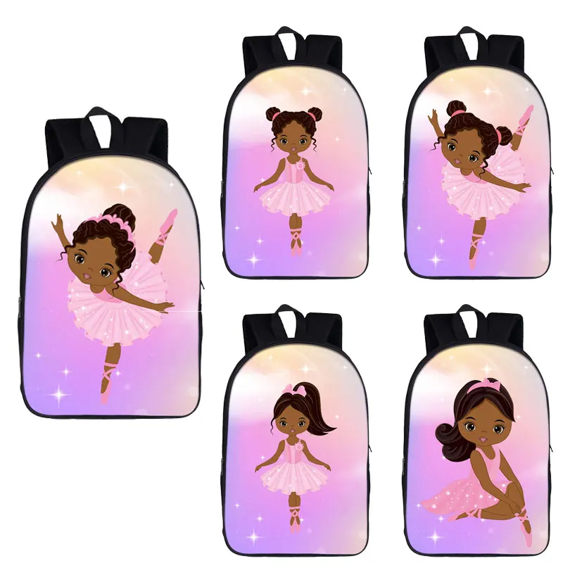 

Afro Girl Backpack Princess Printing Children School Bags for Teenager Ballet Dancer School Backpack Kid Bookbag