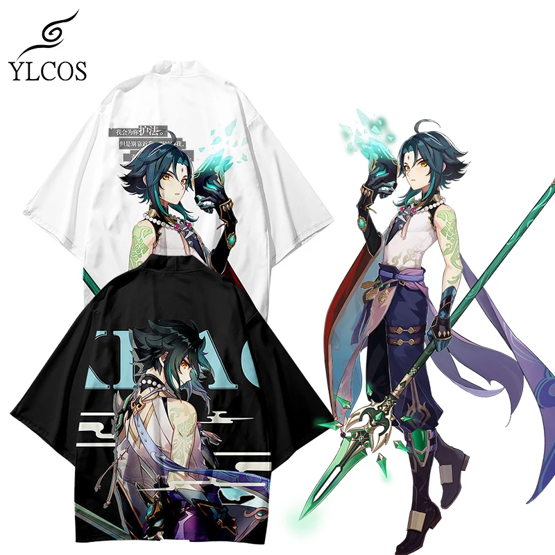 

Game Genshin Impact Kimono Chiffon Coat Costume Xiao T-Shirt Cosplay Cloak For Unisex Fashion Suit