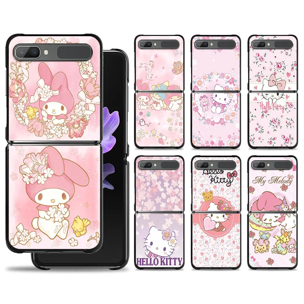 

My Melody Hello Kitty LittleTwinStars Phone Case For Samsung Galaxy Z Flip 4 Z Flip3 5G Shell for Galaxy Z Flip Hard PC Cover