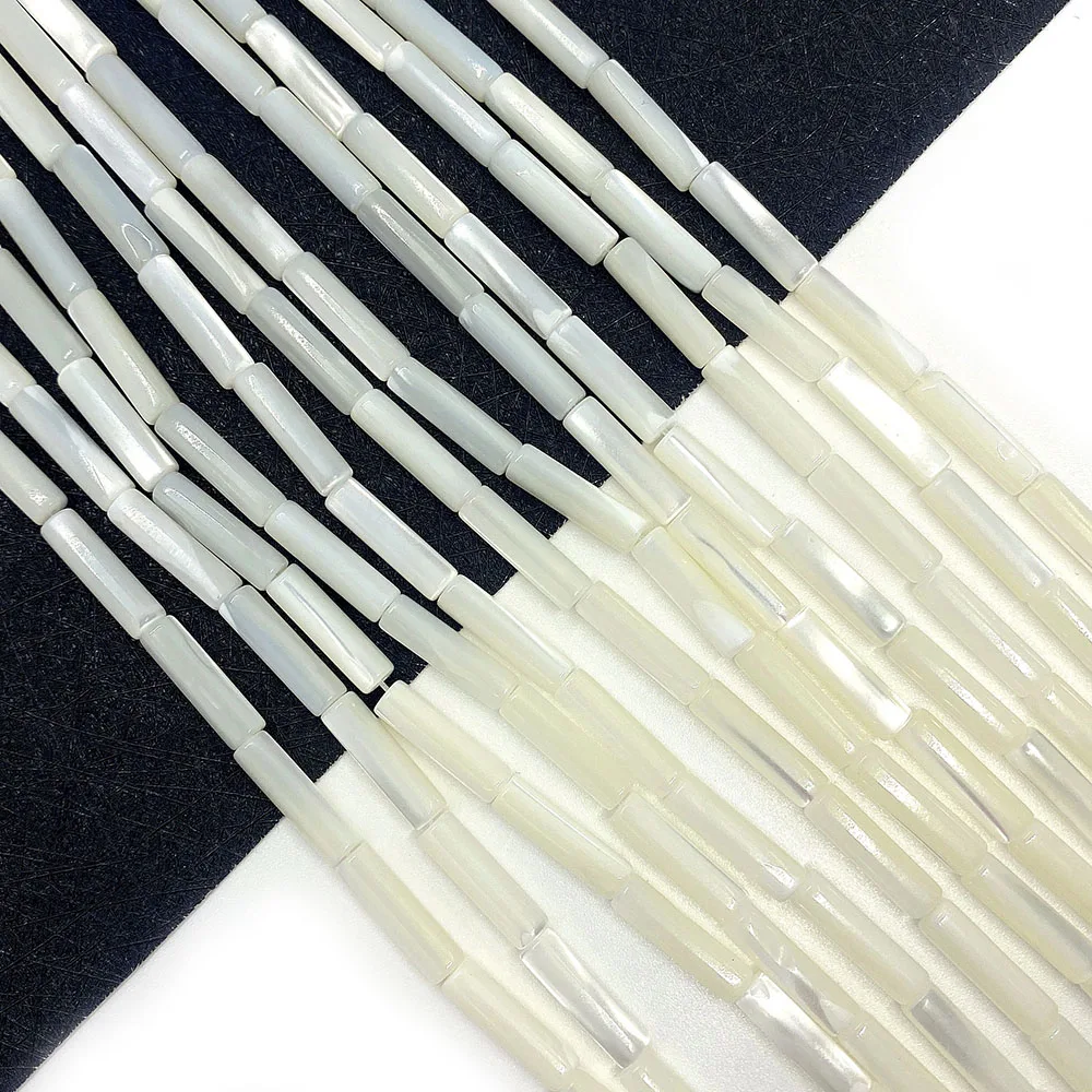 

Tubular Beads White Mother Of Pearl Shell Bead Long Tube Natural Shell Beads For Jewelry Making Bracelet Necklace