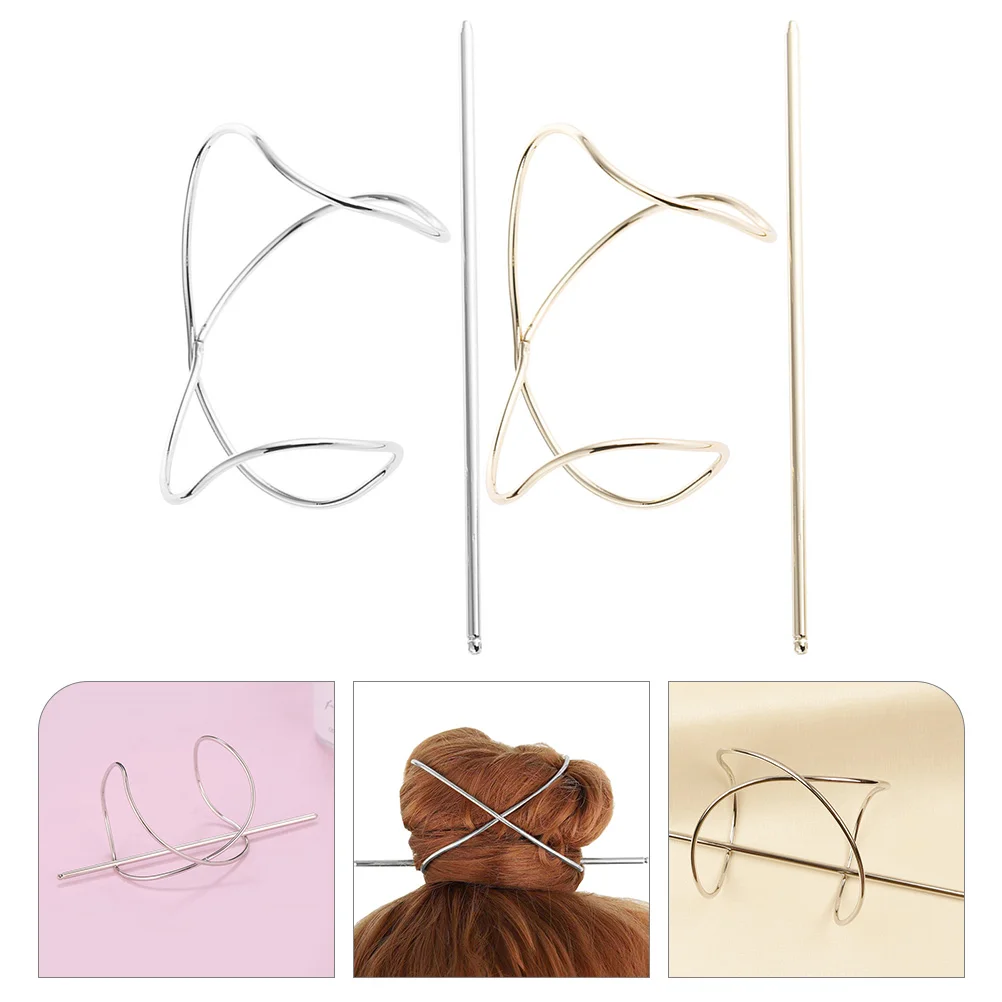 

Hair Bun Clips Accessories Gold Clip Women Holder Vintage Slide Metal Pin Circle Thick Cuffs Stick Sticks Updo Cage Buns French