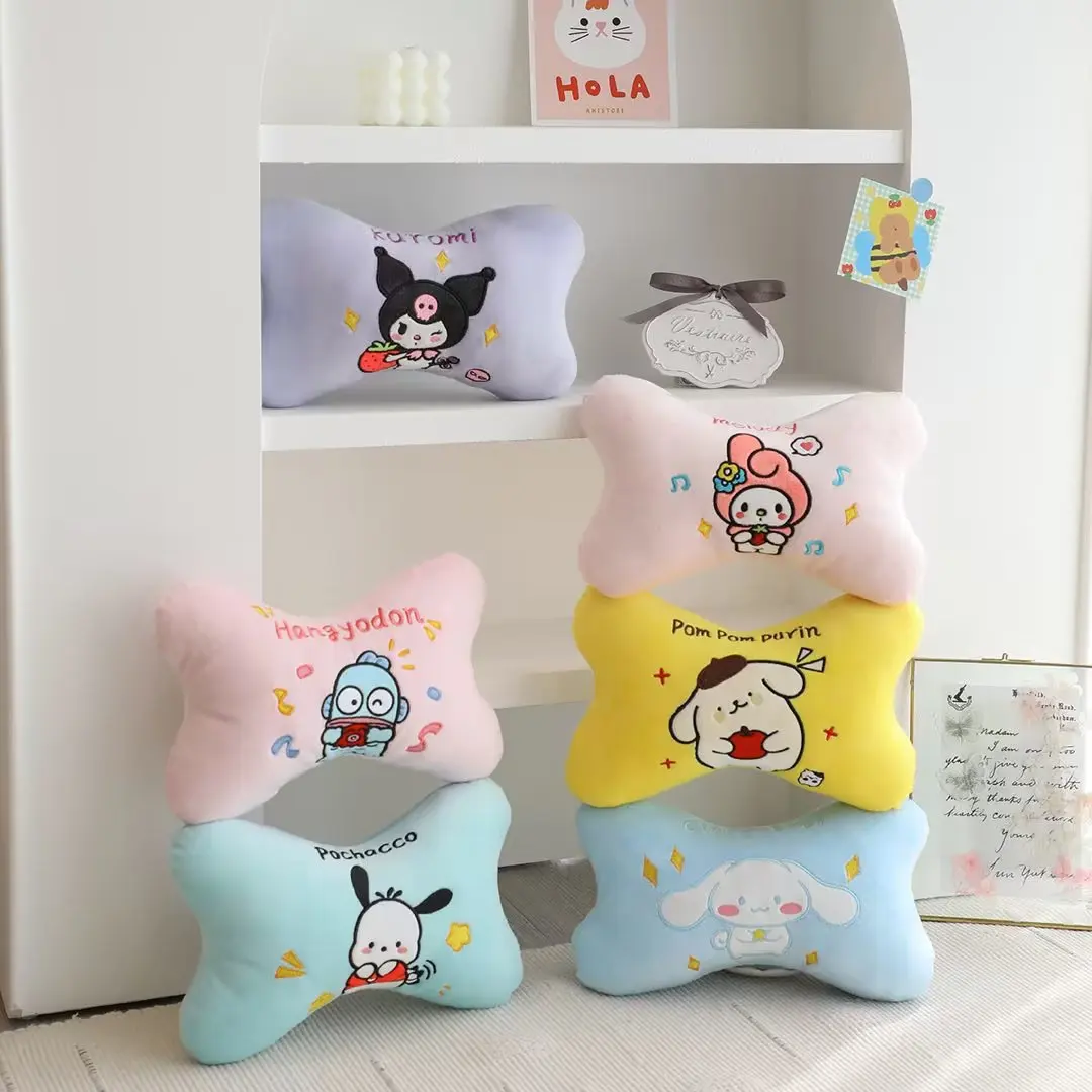 Подушка для шеи Sanrio плюшевая для автомобиля, мультяшная аниме мимелоди коричной курол для подголовника, креативная летняя Автомобильная подушка, Плюшевые аксессуары для автомобиля