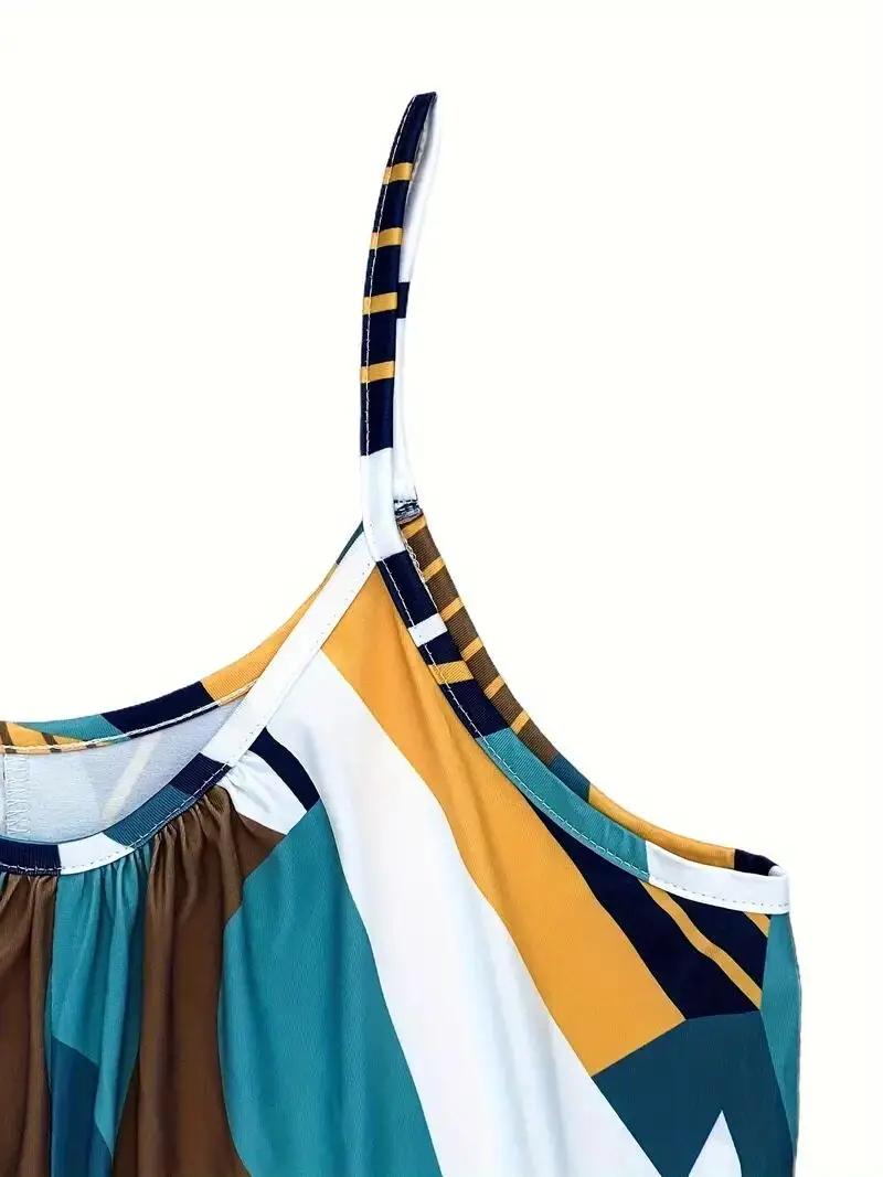 Повседневный комбинезон с геометрическим принтом и широким подолом для женщин