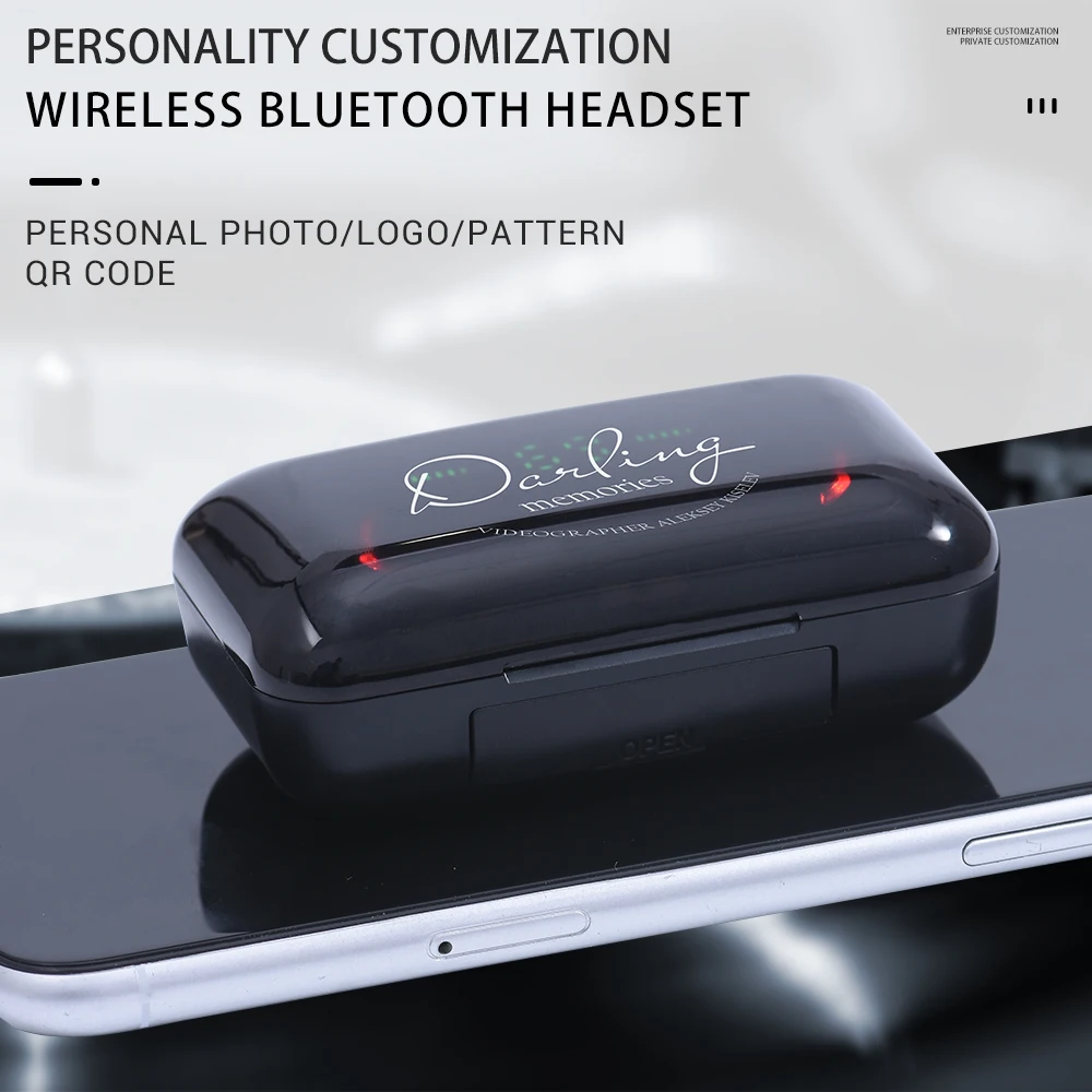 

Free LOGO Custom TWS Wireless Earphones LED Display with 2200mAh Charging Box Stereo Noise Cancelling Bluetooth Headset with Mic