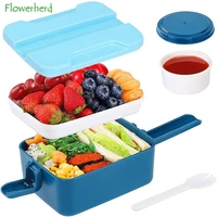 salad container for lunch bento box salad bowl with lid mini stackable salad lunch box travel salad containers for adults kids