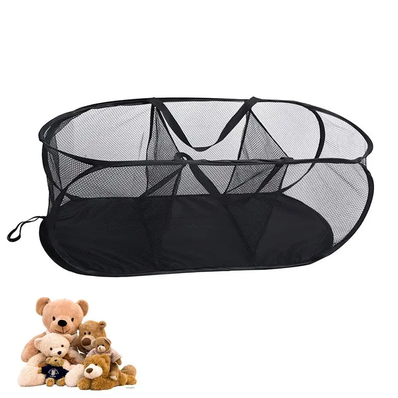 

Dirty Clothes Mesh Storage Basket 3 Compartment Laundry Sorter Hamper Basket Collapsible Design For Laundry Dirty Clothes Hamper
