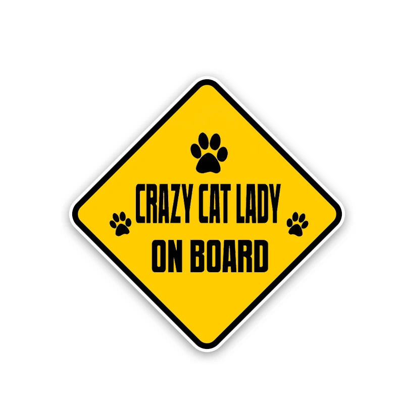 

CRAZY CAT LADY ON BOARD Car Sticker Cute Cat Print PVC Decal 15.8CM*15.8CM