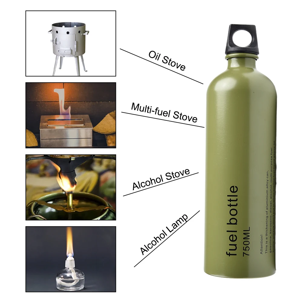 

Gas Bottle Gasoline Fuel Bottle 750ml/1500ml Alcohol Liquid Gas Tank Aluminum Camping Equipment Kerosene Bottle