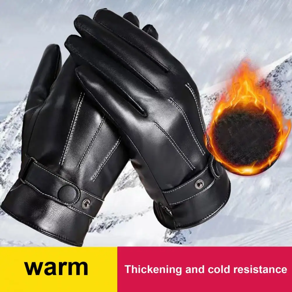 

Thickened Leather Gloves Winter Warm Touchscreen Gloves for Men Insulated Windproof Wear Resistant Thickened Plush for Extra