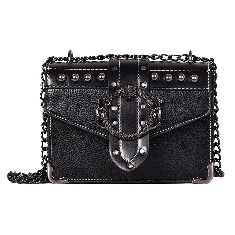 

European Tote PU Leather Shoulder Bag Women Handbags Fashion Hobos Bag Rivet Chain Handbags Messenger Bags Vintage Clutch