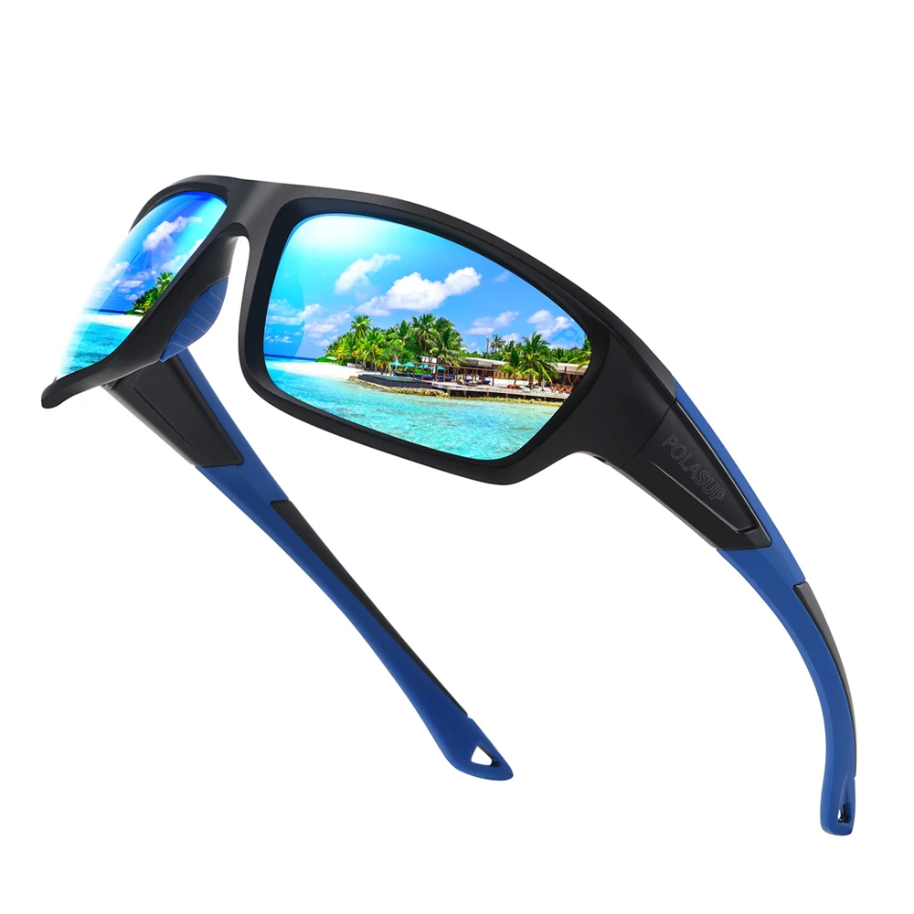 

2022 New Fashion Guy's Polarized Wrap Around Sport Sunglasses for Men Women UV400 Sun Glasses Classic Design Mirror Square