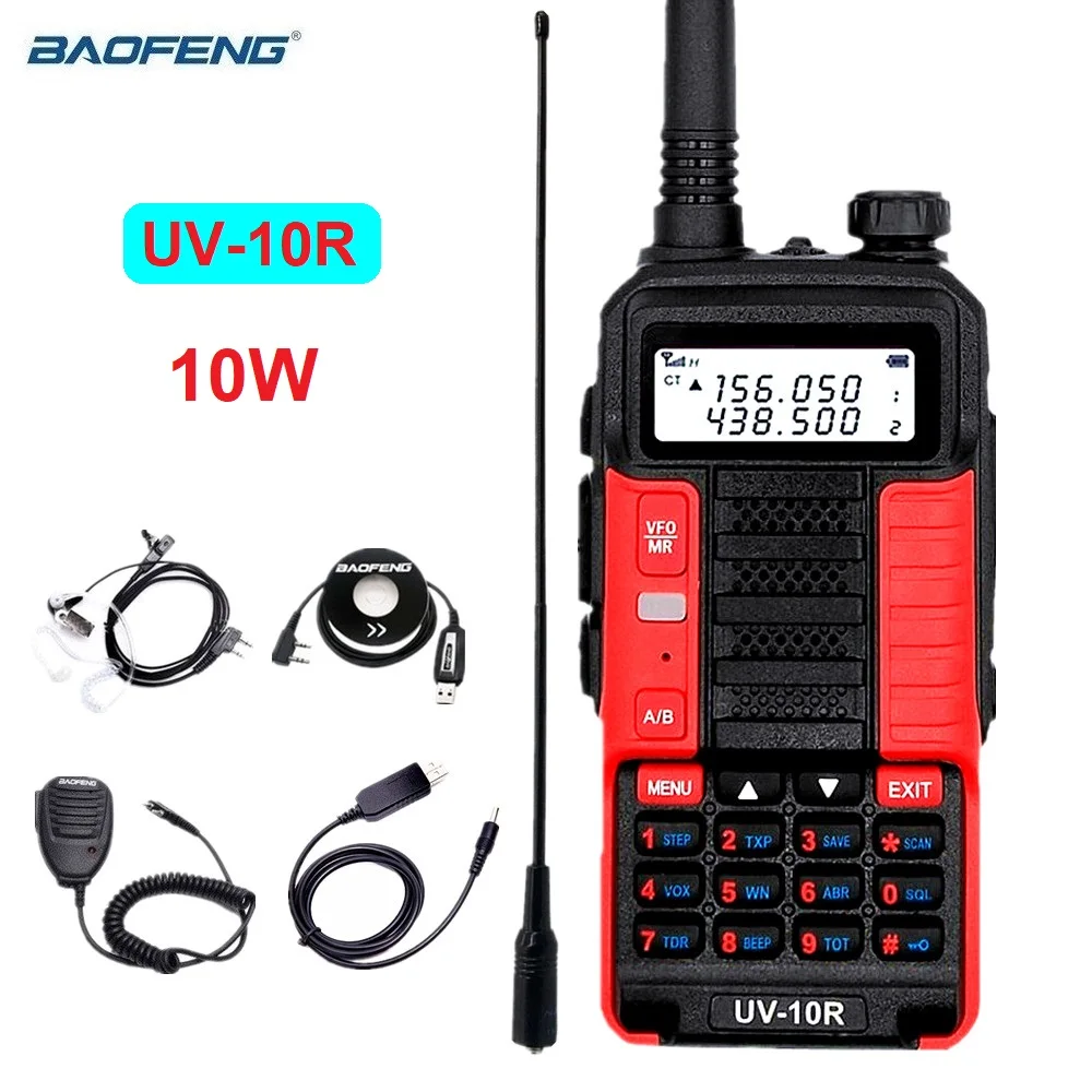 Baofeng uv-10r 10w Red Walkie Talkie Radio Scanner VHF UHF Dual Band Ham Radio Stations UV10R Amateur hf Transceiver for Hunt