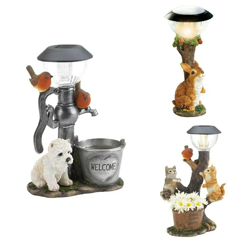 

Solar Garden Squirrel Statue Ornament Animal Light Cat Climbing Lawn Lamp Decor