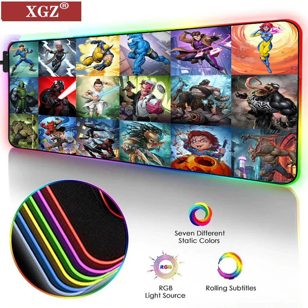 

XGZ Monster RGB Large Mouse Pad, LED Rubber Pad for Notebook Computer Peripheral Accessories, Game Console PC Non-slip 400X900X3