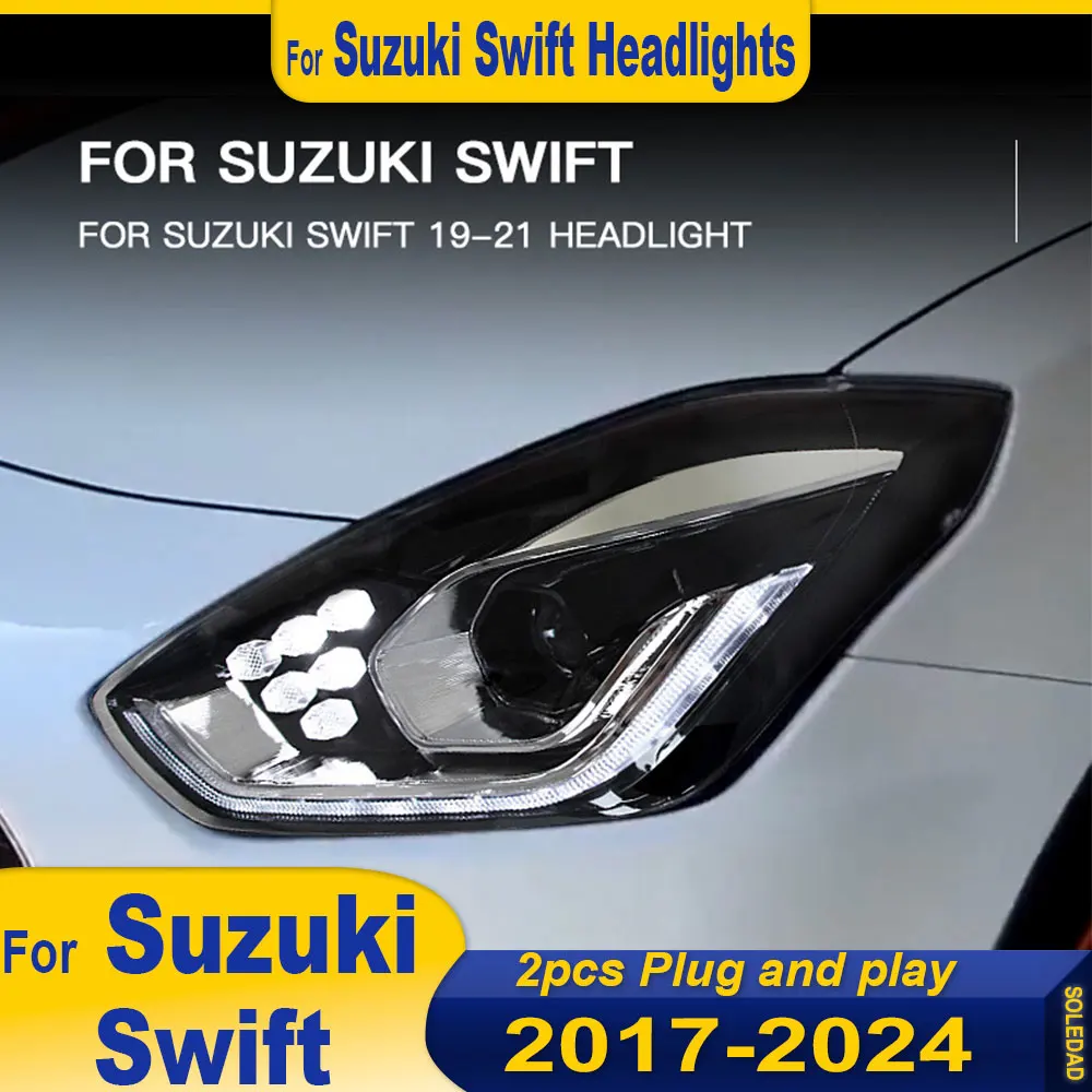 Фото Автомобильные светодиодные фары для Suzuki Swift 2018 2019 2020 2021 2022 2023 2024, модифицированные передние DRL, янтарные указатели поворота, аксессуары №3