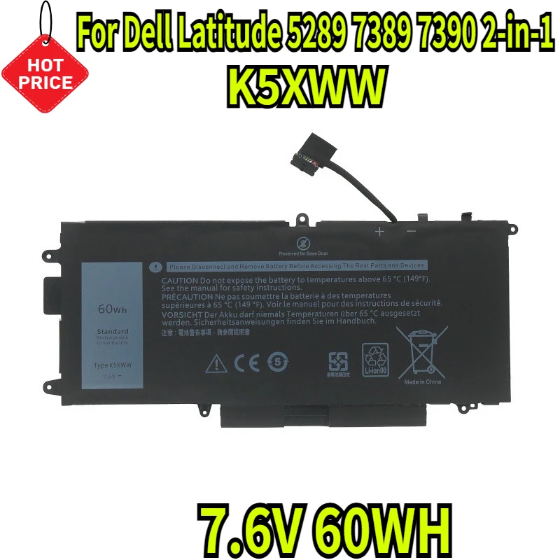 7 6 В 60 Втч новый аккумулятор для ноутбука K5XWW Dell Latitude 5289 7389 7390 серии 2-в-1 71TG4 725KY N18GG