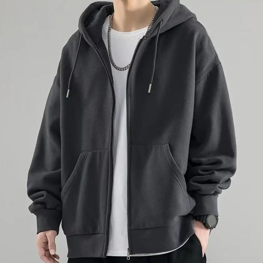 

Мужское пальто, стильное удобное пальто с капюшоном, однотонная верхняя одежда на молнии для осени и зимы