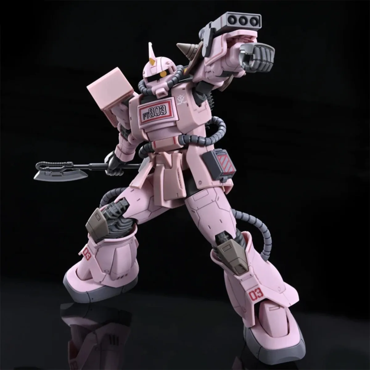 Фото Оригинальный Bandai Genuine HGGTO 1/144 MS-06D Zaku Desert Type Pink Panther Forces Gundam, коллекция аниме, наборы моделей экшн-фигурок №3