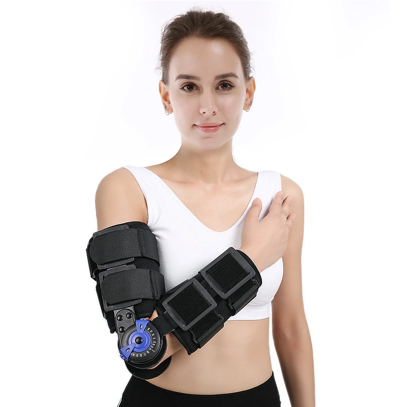 Hinged ROM Elbow Brace, Adjustable Post OP Elbow Brace Stability Hand Arm Splint Recovery Support for Men&Women Fits All Unisex