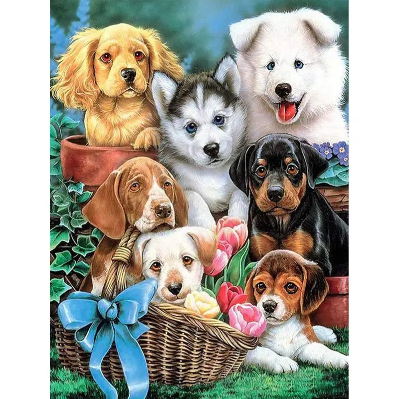 

GATYZTORY 5d Diy Full Square / Round Diamond Painting Dog Diamond Embroidery Cross Stitch Mosaic Animal Handicrafts Decor