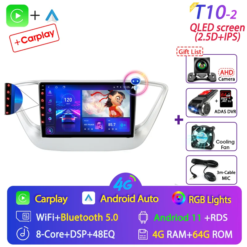 

Автомагнитола на Android 12 для Hyundai Solaris 2 Verna 2017-2020 мультимедийный видеоплеер с GPS-навигацией 2din 4G DVD головное устройство стерео