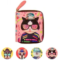women wallets pu cartoon animal zipper coin wallet cute harajuku style funny animal character men purse