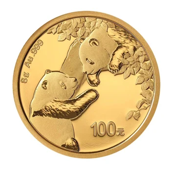 2023 China Panda 24K Gold Commemorative Coin Real Original 8g Au.999 100 Yuan UNC