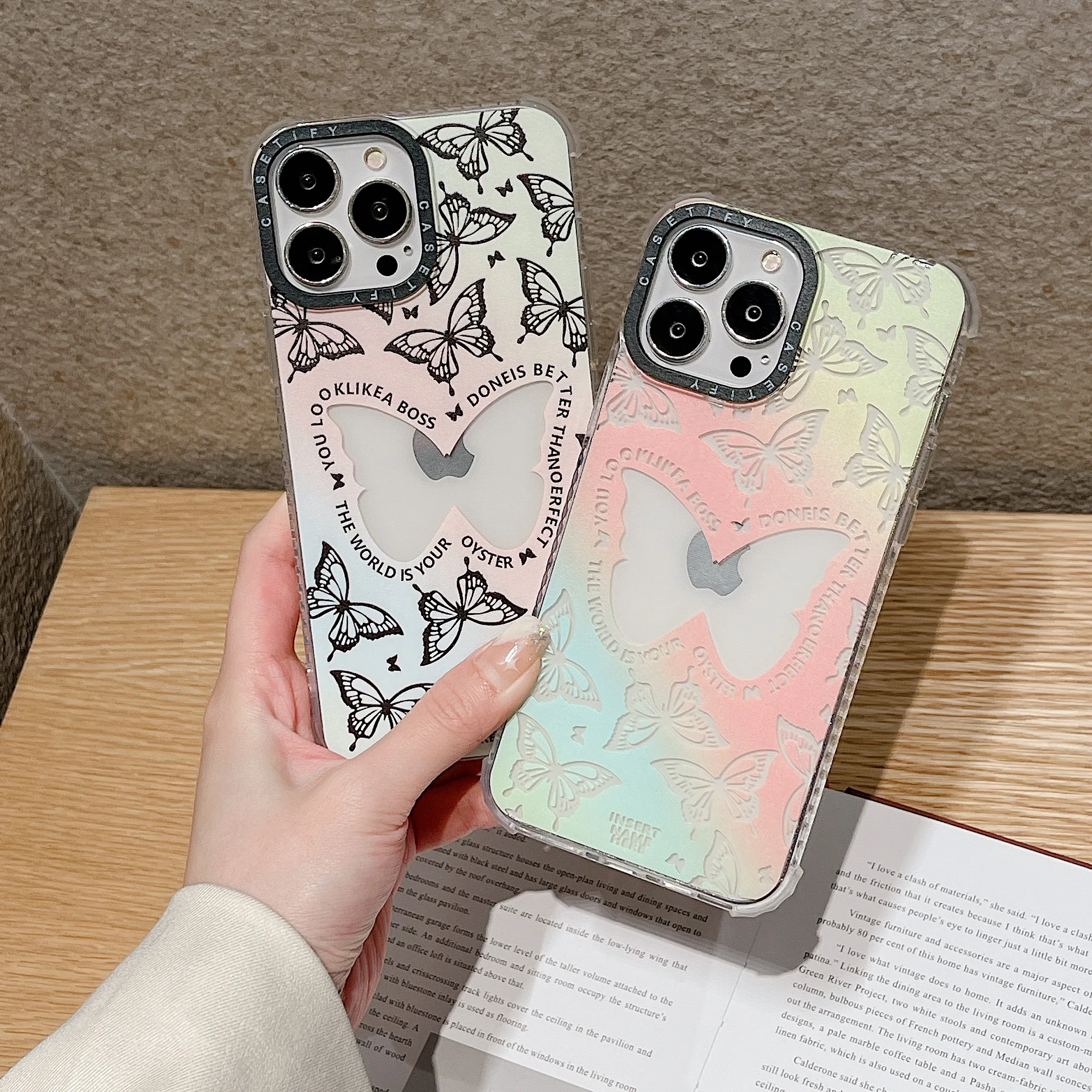 

Gradient Color Butterfly For Girls Phone Cases For iPhone 13 12 11 Pro Max XR XS MAX 8 X 7 Fashion Anti-drop Soft TPU Cover Gift