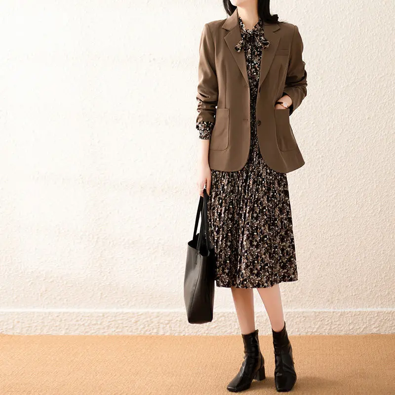 Платье женское Плиссированное с длинным рукавом Элегантная стильная летняя