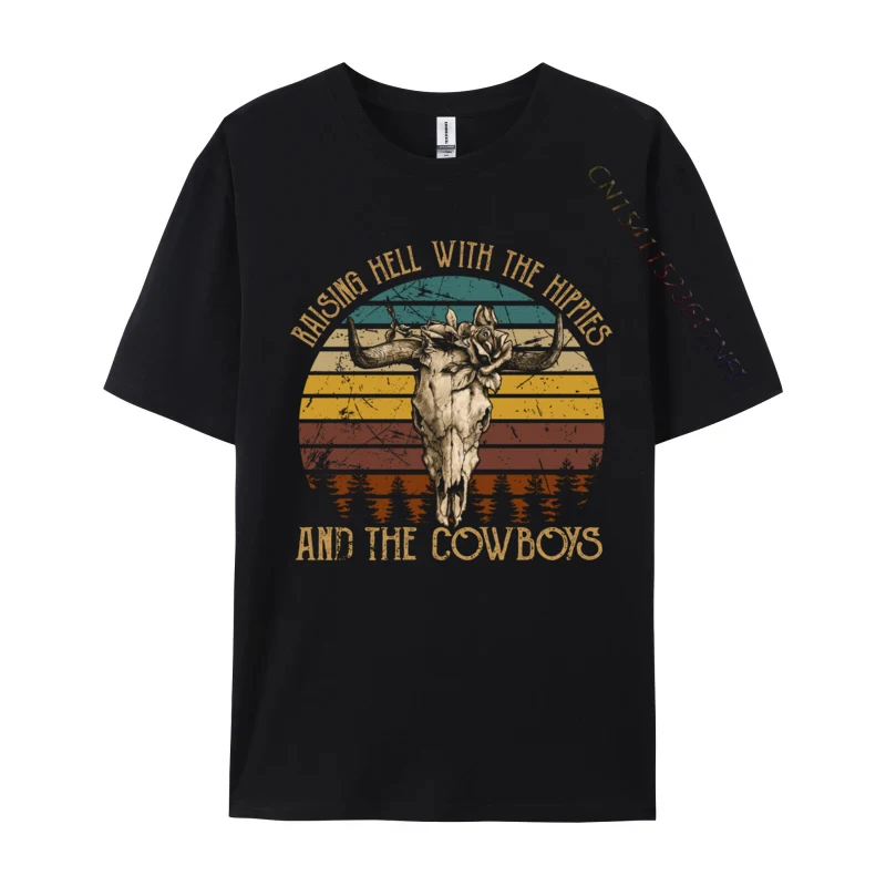 Ковбойская рубашка Raising Hell With The Hippies футболки с черепом быка хипстерская